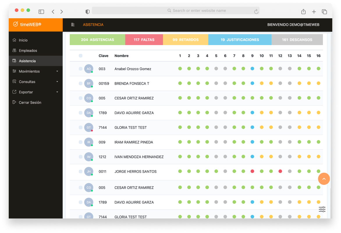 Interfaz del software de asistencia al empleado: visualización de las herramientas y funciones para una experiencia de trabajo eficiente.